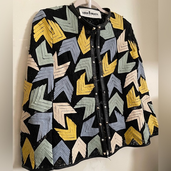 NWOT Caban Romantic Luxury Made in Italy Leather X mesh Coat - Picture 11 of 16